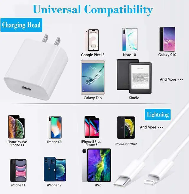 Alt view image 7 of 7 - [Apple MFi Certified] iPhone Fast Charger, GEONAV 20W Power Delivery Type C Rapid Wall Charger Travel Plug & 6FT USB C to Lightning Quick Charge Data Sync Cord for iPhone 12/11/XS/XR/X 8/iPad/AirPods