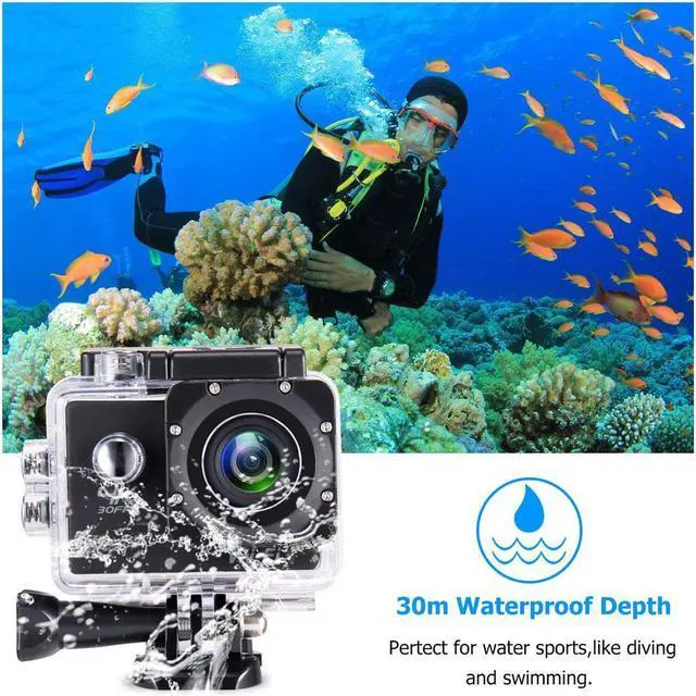 Alt view image 2 of 7 - Action Camera 4K, Waterproof Camera, Underwater Camera WiFi Ultra HD 16mp 170 Degrees Wide Angle Sports Camera with Remote Control 2 Batteries and Mounting Accessories Kit
