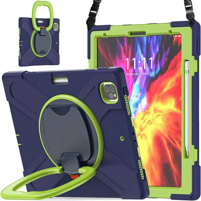 Main image of Case for iPad Pro 12.9 2020 4th Generation and iPad Pro 12.9 Inch 2018 3rd Generation, Heavy Duty Shockproof Cover with Rotating Stand / Pencil Holder / Carrying Strap