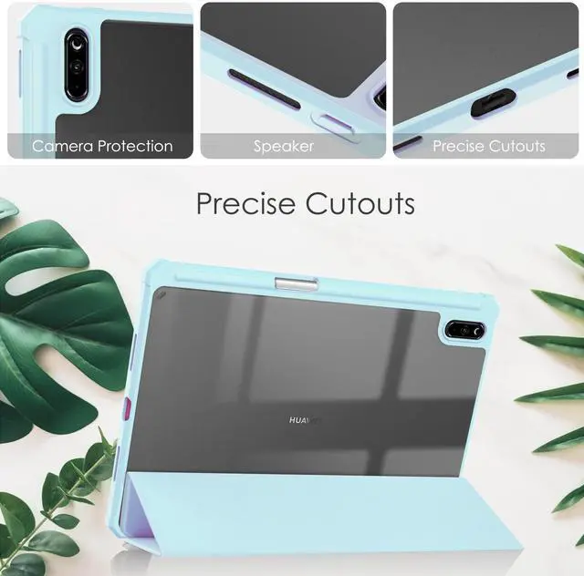 Alt view image 7 of 7 - Case for Huawei MatePad 11 2021 10.95 inch, Smart Slim Trifold Stand Cover with Pencil Holder, Auto Sleep / Wake, Clear Transparent Back Shell for Huawei MatePad 11 2021
