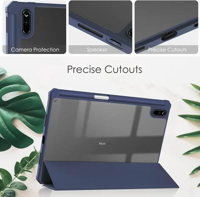 Alt view image 6 of 6 - Case for Huawei MatePad 11 2021 10.95 inch, Smart Slim Trifold Stand Cover with Pencil Holder, Auto Sleep / Wake, Clear Transparent Back Shell for Huawei MatePad 11 2021
