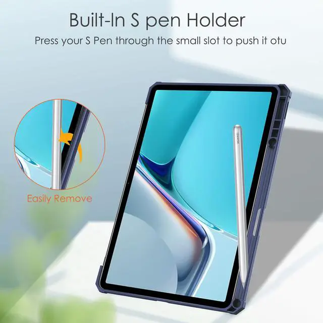 Alt view image 2 of 6 - Case for Huawei MatePad 11 2021 10.95 inch, Smart Slim Trifold Stand Cover with Pencil Holder, Auto Sleep / Wake, Clear Transparent Back Shell for Huawei MatePad 11 2021