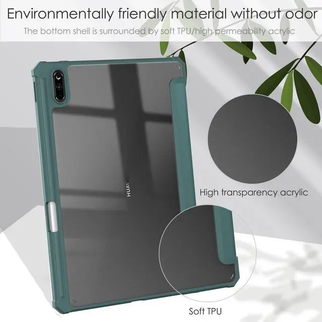 Alt view image 3 of 7 - Case for Huawei MatePad 11 2021 10.95 inch, Smart Slim Trifold Stand Cover with Pencil Holder, Auto Sleep / Wake, Clear Transparent Back Shell for Huawei MatePad 11 2021