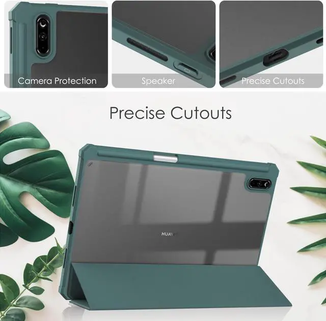 Alt view image 7 of 7 - Case for Huawei MatePad 11 2021 10.95 inch, Smart Slim Trifold Stand Cover with Pencil Holder, Auto Sleep / Wake, Clear Transparent Back Shell for Huawei MatePad 11 2021