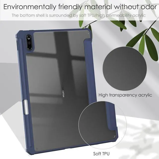 Alt view image 5 of 6 - Case for Huawei MatePad 11 2021 10.95 inch, Smart Slim Trifold Stand Cover with Pencil Holder, Auto Sleep / Wake, Clear Transparent Back Shell for Huawei MatePad 11 2021