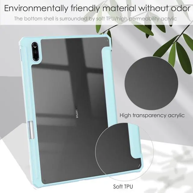 Alt view image 6 of 7 - Case for Huawei MatePad 11 2021 10.95 inch, Smart Slim Trifold Stand Cover with Pencil Holder, Auto Sleep / Wake, Clear Transparent Back Shell for Huawei MatePad 11 2021