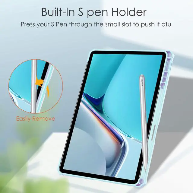 Alt view image 5 of 7 - Case for Huawei MatePad 11 2021 10.95 inch, Smart Slim Trifold Stand Cover with Pencil Holder, Auto Sleep / Wake, Clear Transparent Back Shell for Huawei MatePad 11 2021