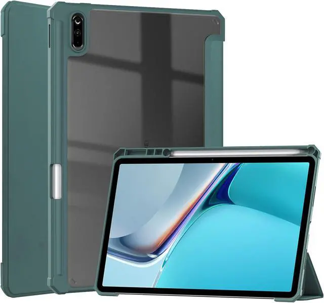 Main image of Case for Huawei MatePad 11 2021 10.95 inch, Smart Slim Trifold Stand Cover with Pencil Holder, Auto Sleep / Wake, Clear Transparent Back Shell for Huawei MatePad 11 2021