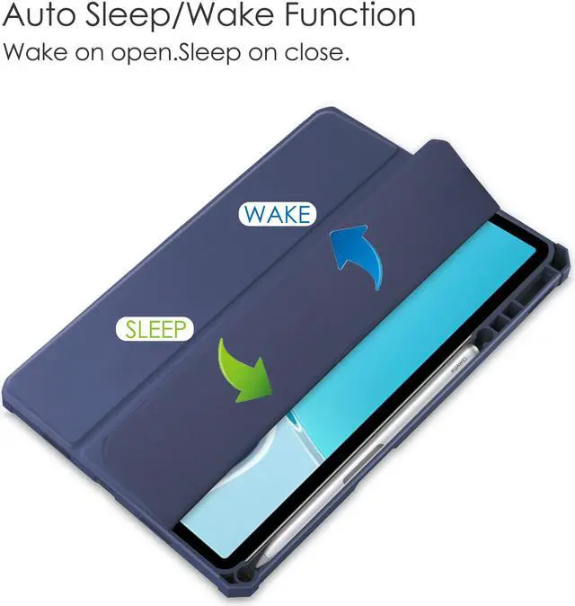 Alt view image 3 of 6 - Case for Huawei MatePad 11 2021 10.95 inch, Smart Slim Trifold Stand Cover with Pencil Holder, Auto Sleep / Wake, Clear Transparent Back Shell for Huawei MatePad 11 2021