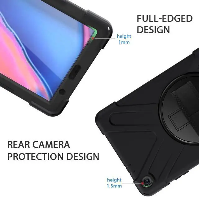 Alt view image 6 of 7 - Galaxy Tab A 8.0 2019 Case with S Pen Version Model SM-P200 SM-P205 Heavy Duty Shockproof Protective Case Cover with 360 Rotating Kickstand / Hand Strap / Shoulder Strap