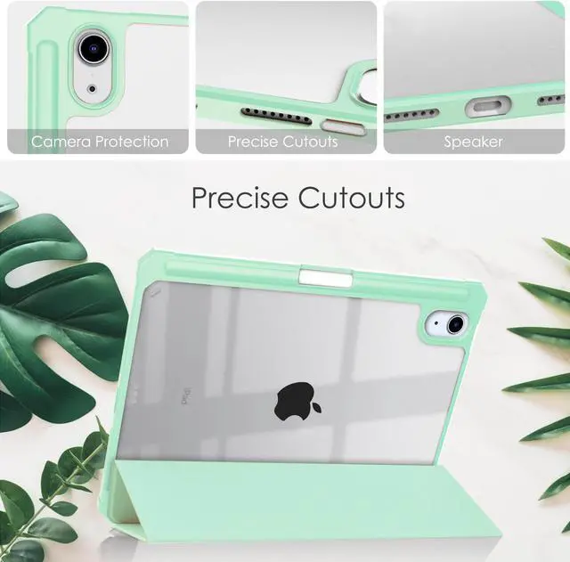 Alt view image 3 of 7 - Slim Case for iPad Mini 6 2021 8.3 inch with Pencil Holder Shockproof Cover Clear Transparent Back Shell, Auto Wake/Sleep for iPad 6th Generation 8.3 Inch Mint Green