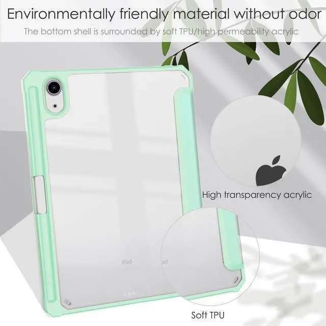 Alt view image 7 of 7 - Slim Case for iPad Mini 6 2021 8.3 inch with Pencil Holder Shockproof Cover Clear Transparent Back Shell, Auto Wake/Sleep for iPad 6th Generation 8.3 Inch Mint Green