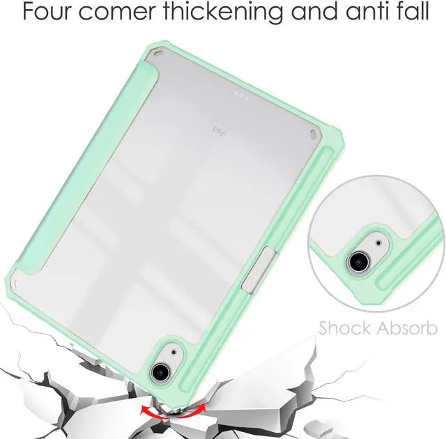 Alt view image 5 of 7 - Slim Case for iPad Mini 6 2021 8.3 inch with Pencil Holder Shockproof Cover Clear Transparent Back Shell, Auto Wake/Sleep for iPad 6th Generation 8.3 Inch Mint Green