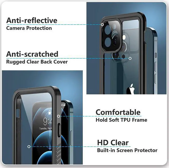 Alt view image 5 of 7 - Waterproof Case for iPhone 12 Pro Max 6.7 inch with Built in Screen Protector IP68 Waterproof Full Body Shockproof Cover for iPhone 12 Pro Max 6.7 inch 2020