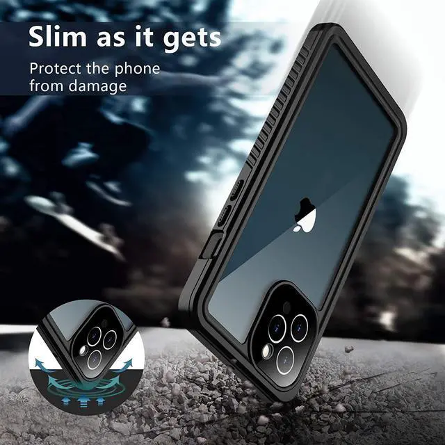 Alt view image 7 of 7 - iPhone 12 Pro Case 6.1 inch, Waterproof Dustproof Shockproof Case with Built-in Screen Protector, Full Body Underwater Protective Clear Back Cover