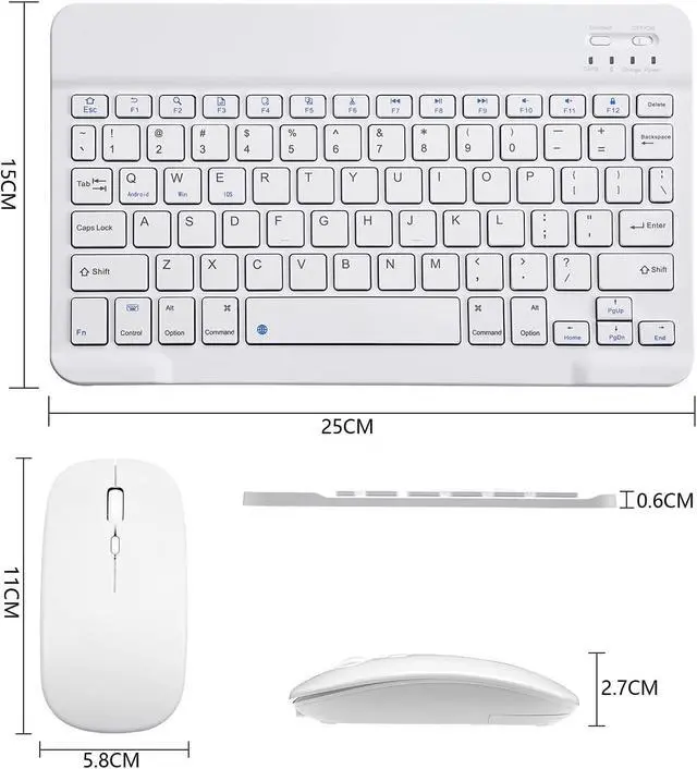 Alt view image 6 of 7 - Ultra-Slim Bluetooth Keyboard and Mouse Combo Rechargeable Portable Wireless Keyboard Mouse Set for Apple iPad iPhone iOS 13 and Above Samsung Tablet Phone Smartphone Android Windows White