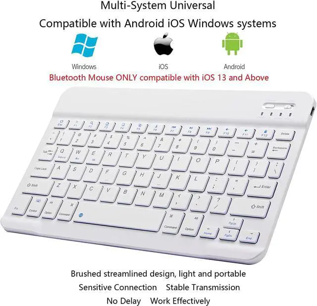 Alt view image 3 of 7 - Ultra-Slim Bluetooth Keyboard and Mouse Combo Rechargeable Portable Wireless Keyboard Mouse Set for Apple iPad iPhone iOS 13 and Above Samsung Tablet Phone Smartphone Android Windows White