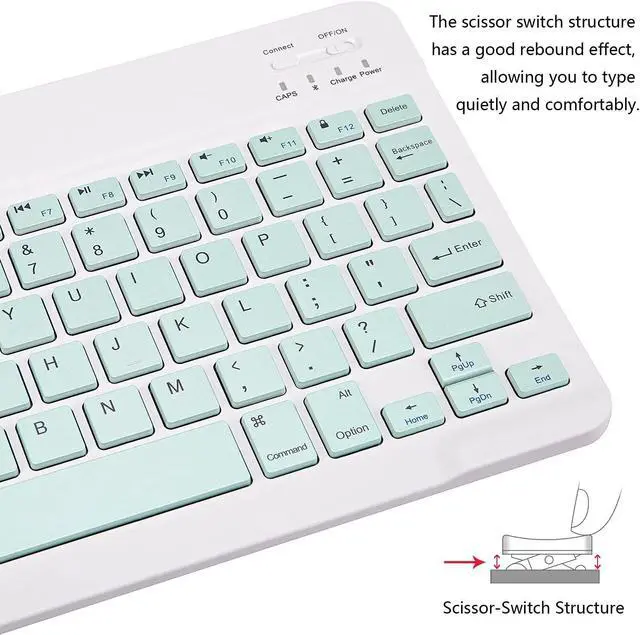 Alt view image 4 of 7 - Ultra-Slim Bluetooth Keyboard and Mouse Combo Rechargeable Portable Wireless Keyboard Mouse Set for Apple iPad iPhone iOS 13 and Above Samsung Tablet Phone Smartphone Android Windows Light Blue