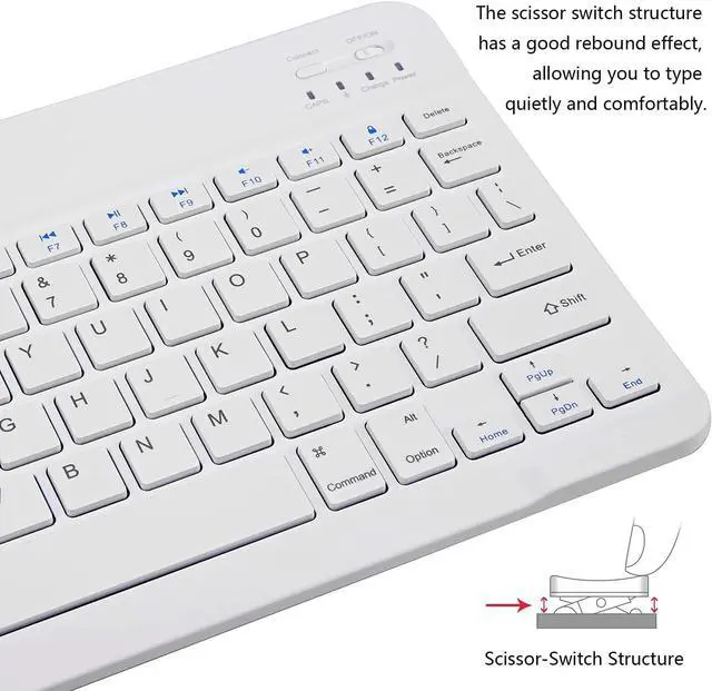 Alt view image 4 of 7 - Ultra-Slim Bluetooth Keyboard and Mouse Combo Rechargeable Portable Wireless Keyboard Mouse Set for Apple iPad iPhone iOS 13 and Above Samsung Tablet Phone Smartphone Android Windows White