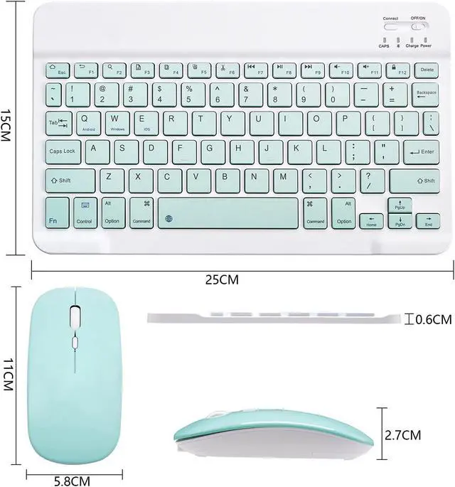 Alt view image 6 of 7 - Ultra-Slim Bluetooth Keyboard and Mouse Combo Rechargeable Portable Wireless Keyboard Mouse Set for Apple iPad iPhone iOS 13 and Above Samsung Tablet Phone Smartphone Android Windows Light Blue