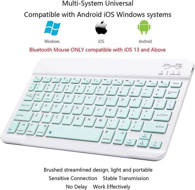 Alt view image 3 of 7 - Ultra-Slim Bluetooth Keyboard and Mouse Combo Rechargeable Portable Wireless Keyboard Mouse Set for Apple iPad iPhone iOS 13 and Above Samsung Tablet Phone Smartphone Android Windows Light Blue