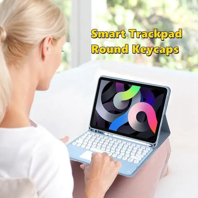 Alt view image 7 of 7 - iPad 9.7 Keyboard Case for iPad 2018 (6th Gen) - iPad 2017 (5th Gen) - iPad Pro 9.7 - iPad Air 2&1-Touchpad Detachable Keyboard with Pencil Holder -Slim Leather Folio Smart Cover