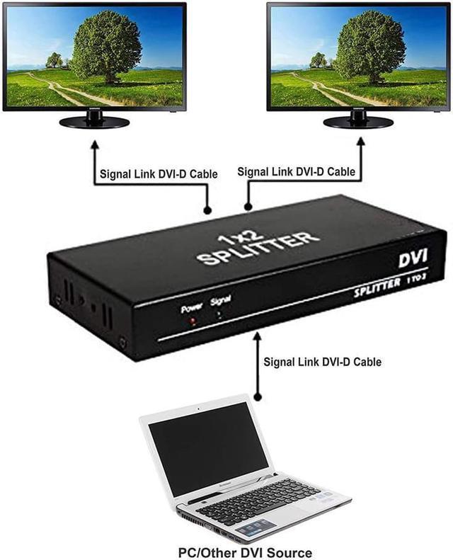 Alt view image 5 of 7 - DVI Splitter 1 in 2 Out 2 Port DVI Dual Monitors Distribution Duplicator Video Splitter (EDID Management) Support Resolution up to 4K2K/30HZ for PC Laptop DVR Projector HDTV