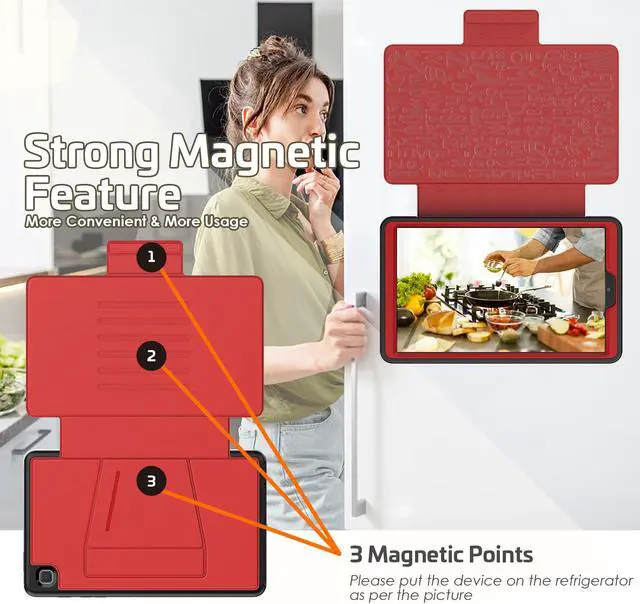 Alt view image 7 of 7 - Magnetic Case for Samsung Galaxy Tab A7 Lite 8.7 inch 2021 Model: SM-T220/T225/T227, Multi-Angle Viewing Smart Stand Cover with Card Pocket, Auto Wake/Sleep