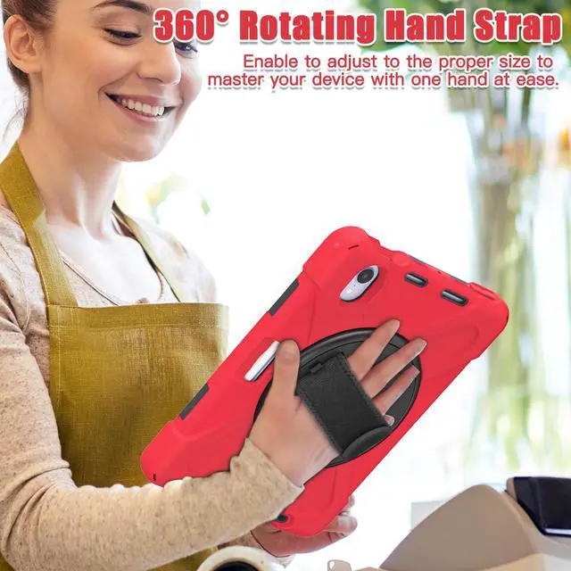 Alt view image 4 of 6 - iPad Mini 6 2021 Case (6th Generation) with Pencil Holder / 360 Rotation Stand / Hand Strap and Shoulder Strap Rugged Shockproof Cover for iPad Mini 6th Gen 8.3 Inch