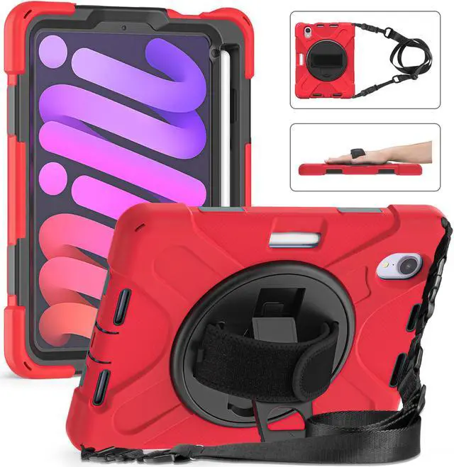 Main image of iPad Mini 6 2021 Case (6th Generation) with Pencil Holder / 360 Rotation Stand / Hand Strap and Shoulder Strap Rugged Shockproof Cover for iPad Mini 6th Gen 8.3 Inch
