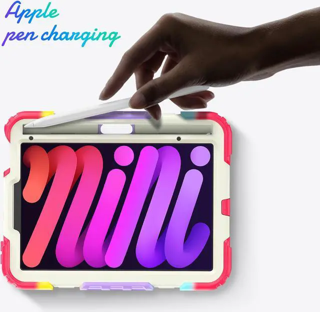 Alt view image 5 of 7 - Case for iPad Mini 6th Generation 2021 8.3 Inch, Shockproof cover for iPad Mini 6 with Screen Protector Pencil Holder Kickstand Hand/Shoulder Strap