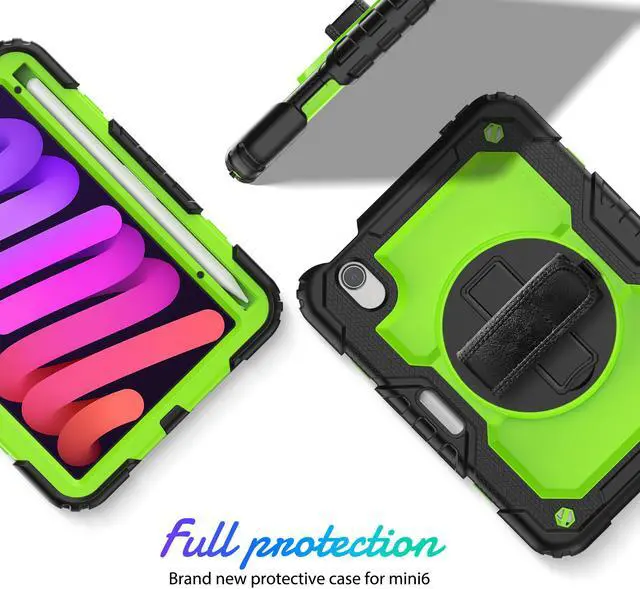 Alt view image 2 of 7 - Case for iPad Mini 6th Generation 2021 8.3 Inch, Shockproof cover for iPad Mini 6 with Screen Protector Pencil Holder Kickstand Hand/Shoulder Strap