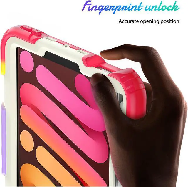 Alt view image 6 of 7 - Case for iPad Mini 6th Generation 2021 8.3 Inch, Shockproof cover for iPad Mini 6 with Screen Protector Pencil Holder Kickstand Hand/Shoulder Strap