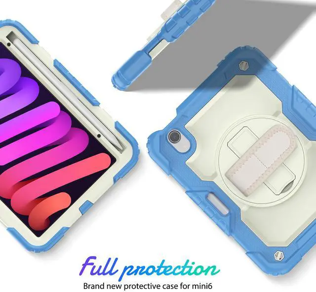 Alt view image 7 of 7 - Case for iPad Mini 6th Generation 2021 8.3 Inch, Shockproof cover for iPad Mini 6 with Screen Protector Pencil Holder Kickstand Hand/Shoulder Strap