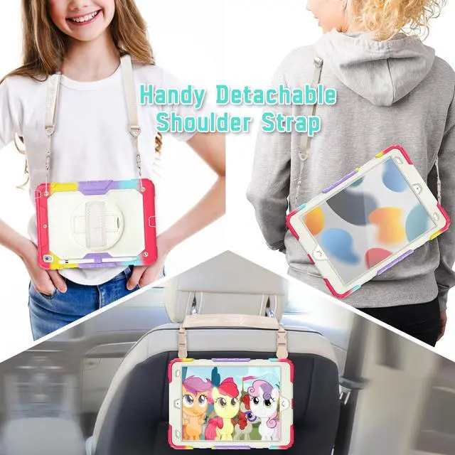 Alt view image 6 of 7 - Case for iPad 9th/ 8th/ 7th Generation, Case for iPad 10.2-Inch 2021 / 2020 / 2019 with Screen Protector Pencil Holder Kickstand Hand/Shoulder Strap Protective Tablet Cover
