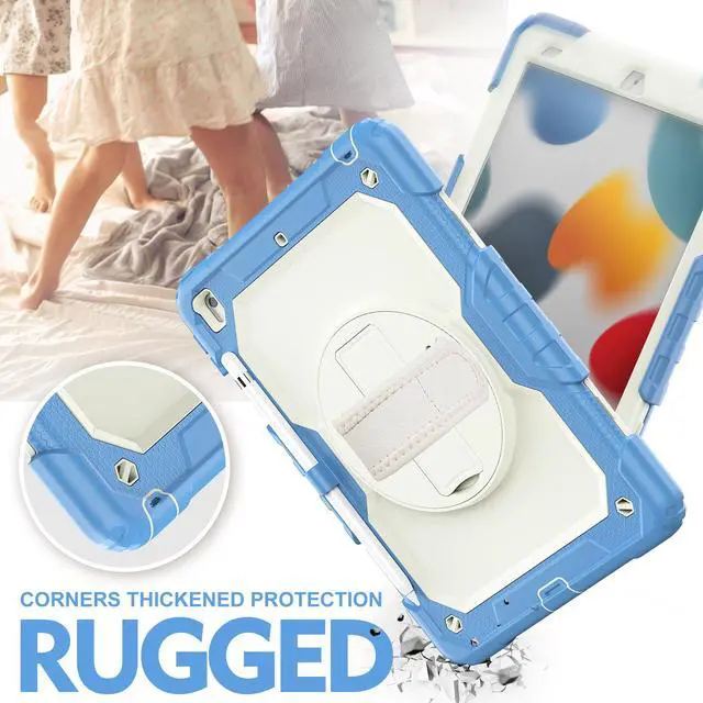 Alt view image 6 of 7 - Case for iPad 9th/ 8th/ 7th Generation, Case for iPad 10.2-Inch 2021 / 2020 / 2019 with Screen Protector Pencil Holder Kickstand Hand/Shoulder Strap Protective Tablet Cover