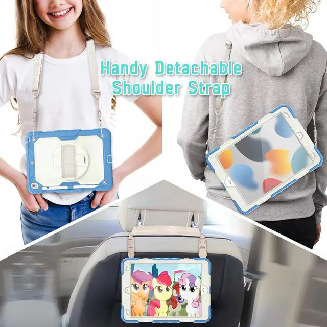 Alt view image 2 of 7 - Case for iPad 9th/ 8th/ 7th Generation, Case for iPad 10.2-Inch 2021 / 2020 / 2019 with Screen Protector Pencil Holder Kickstand Hand/Shoulder Strap Protective Tablet Cover