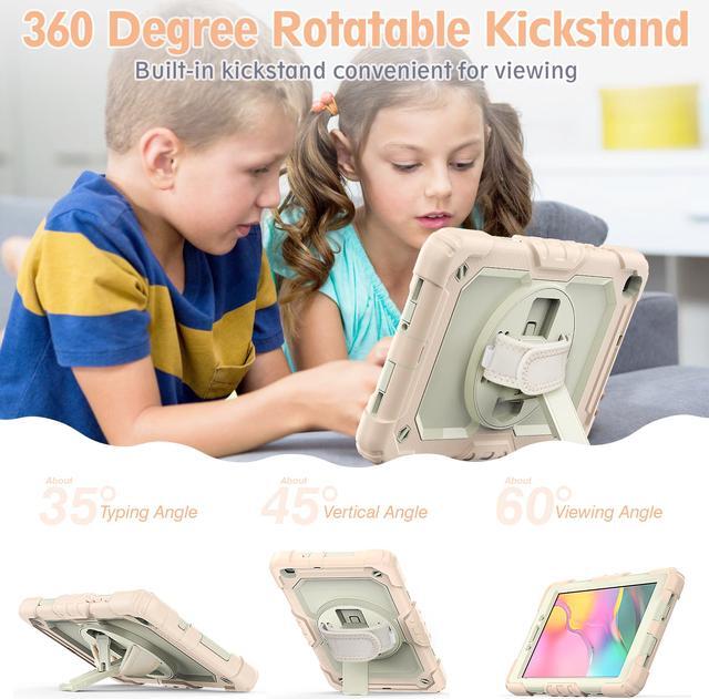 Alt view image 2 of 7 - Case for Samsung Galaxy Tab A 8.0 case 2019 Model: SM-T290 / SM-T295.Full Body Protection Cover with Built-in Screen Protector Pen Holder [360 Rotating Hand Strap]