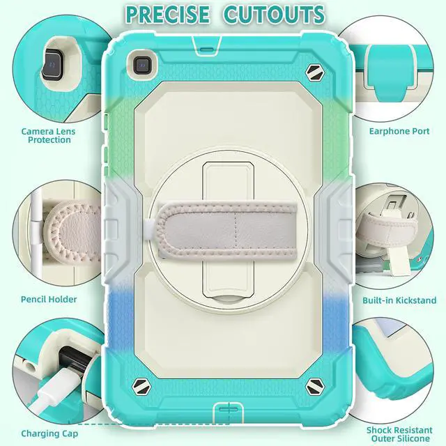 Alt view image 7 of 7 - Case for Samsung Galaxy Tab A 8.0 case 2019 Model: SM-T290 / SM-T295.Full Body Protection Cover with Built-in Screen Protector Pen Holder [360 Rotating Hand Strap]