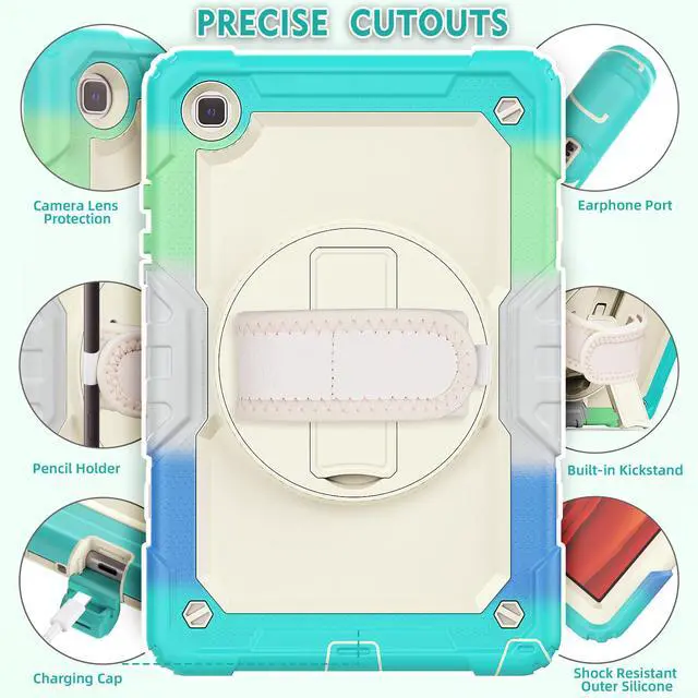 Alt view image 4 of 6 - Samsung Galaxy Tab A7 Case 2020 SM-T500 / T505 / T507 with Screen Protector for Kids | Full Body Shockproof Cover for 10.4 Inch Tab A7 with S Pen Holder Stand Hand Strap Shoulder Strap