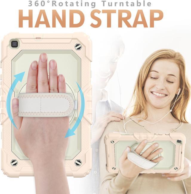 Alt view image 3 of 7 - Case for Samsung Galaxy Tab A 8.0 case 2019 Model: SM-T290 / SM-T295.Full Body Protection Cover with Built-in Screen Protector Pen Holder [360 Rotating Hand Strap]