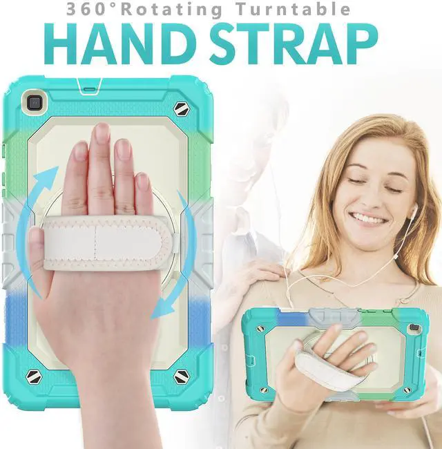 Alt view image 5 of 7 - Case for Samsung Galaxy Tab A 8.0 case 2019 Model: SM-T290 / SM-T295.Full Body Protection Cover with Built-in Screen Protector Pen Holder [360 Rotating Hand Strap]