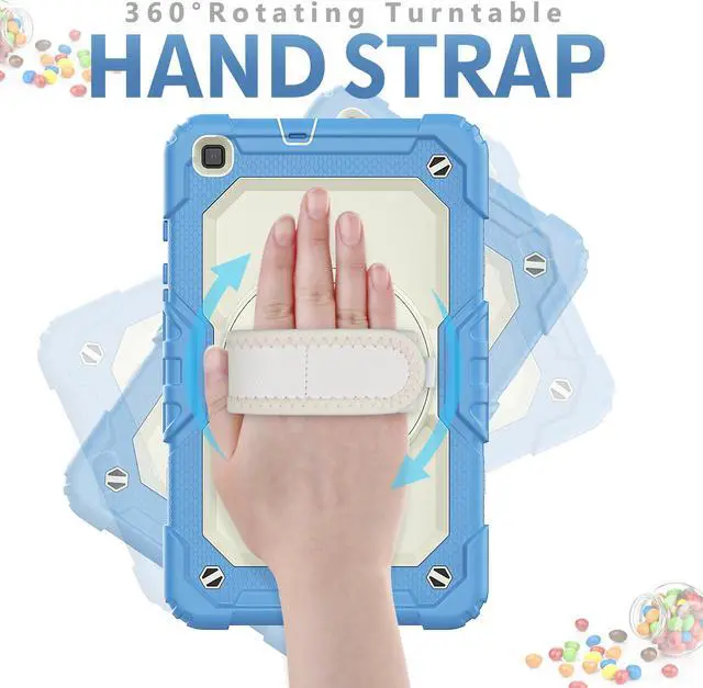 Alt view image 2 of 7 - Case for Samsung Galaxy Tab A 8.0 case 2019 Model: SM-T290 / SM-T295.Full Body Protection Cover with Built-in Screen Protector Pen Holder [360 Rotating Hand Strap]