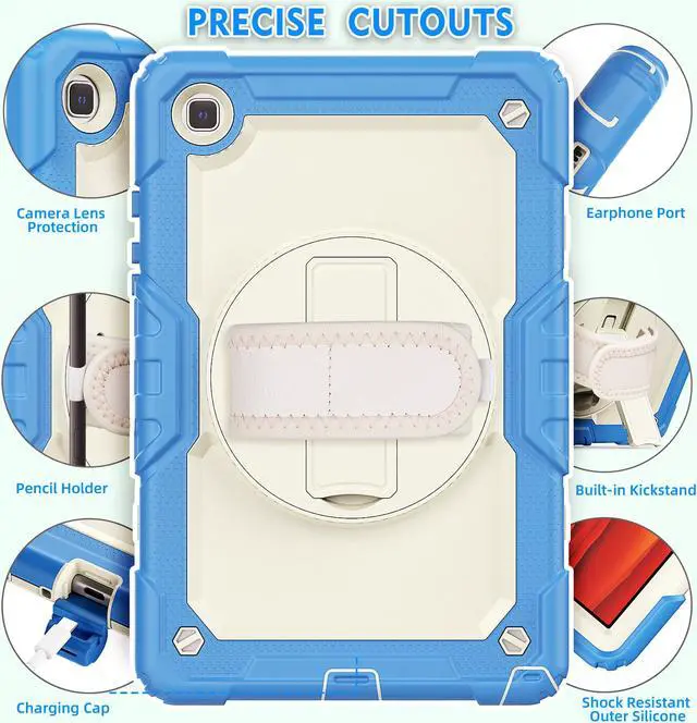 Alt view image 6 of 6 - Samsung Galaxy Tab A7 Case 2020 SM-T500 / T505 / T507 with Screen Protector for Kids | Full Body Shockproof Cover for 10.4 Inch Tab A7 with S Pen Holder Stand Hand Strap Shoulder Strap