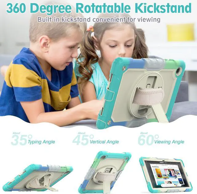 Alt view image 3 of 6 - Samsung Galaxy Tab A7 Case 2020 SM-T500 / T505 / T507 with Screen Protector for Kids | Full Body Shockproof Cover for 10.4 Inch Tab A7 with S Pen Holder Stand Hand Strap Shoulder Strap