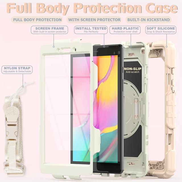 Alt view image 7 of 7 - Case for Samsung Galaxy Tab A 8.0 case 2019 Model: SM-T290 / SM-T295.Full Body Protection Cover with Built-in Screen Protector Pen Holder [360 Rotating Hand Strap]