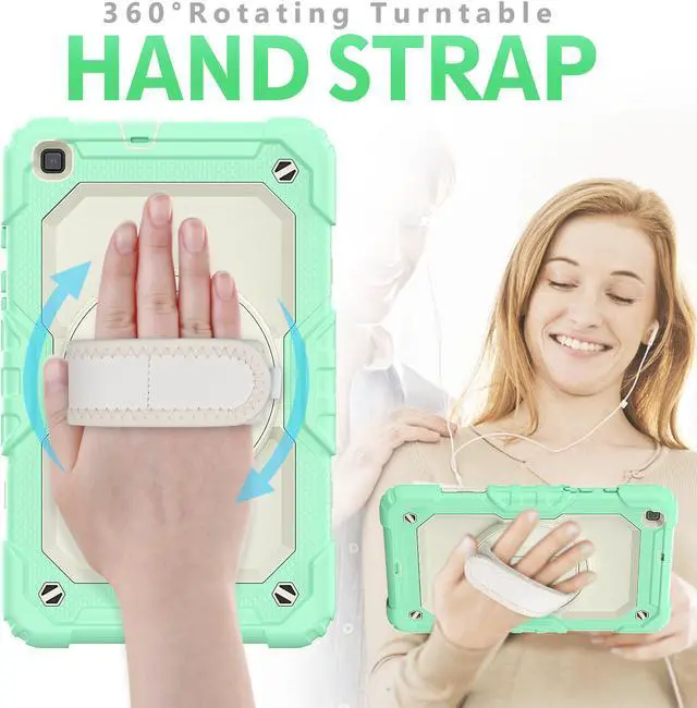 Alt view image 6 of 7 - Case for Samsung Galaxy Tab A 8.0 case 2019 Model: SM-T290 / SM-T295.Full Body Protection Cover with Built-in Screen Protector Pen Holder [360 Rotating Hand Strap]