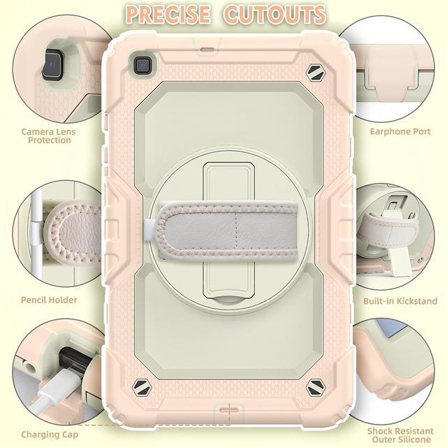 Alt view image 4 of 7 - Case for Samsung Galaxy Tab A 8.0 case 2019 Model: SM-T290 / SM-T295.Full Body Protection Cover with Built-in Screen Protector Pen Holder [360 Rotating Hand Strap]