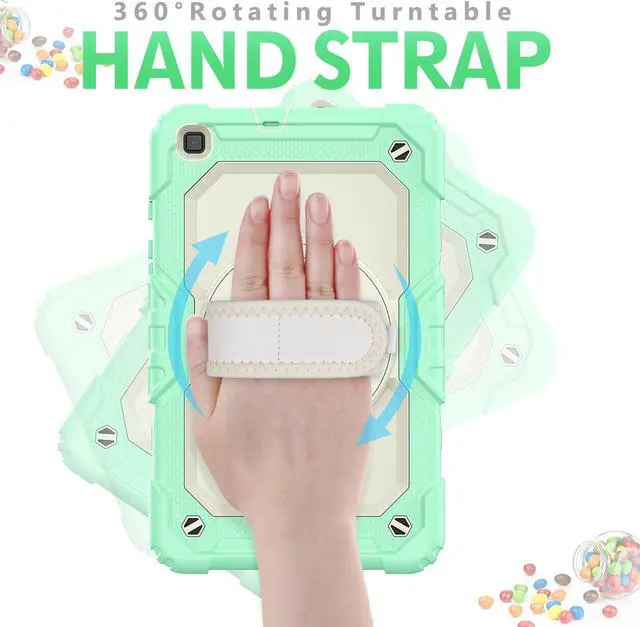 Alt view image 2 of 7 - Case for Samsung Galaxy Tab A 8.0 case 2019 Model: SM-T290 / SM-T295.Full Body Protection Cover with Built-in Screen Protector Pen Holder [360 Rotating Hand Strap]