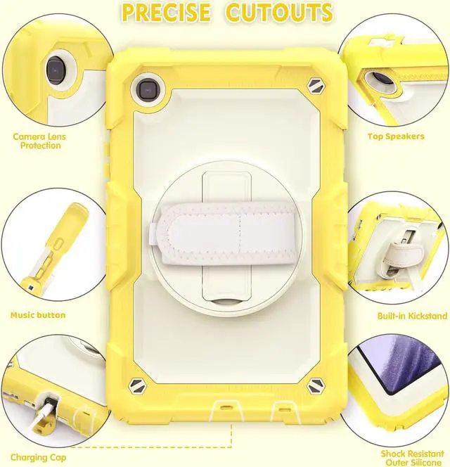 Alt view image 6 of 7 - Case Compatible with Samsung Galaxy Tab A7 Lite 8.7 inch with Built-in Screen Protector 360 Degree Kickstand Hand Shoulder Strap, Shockproof Cover for Galaxy Tab A7 Lite 2021 SM-T220 SM- T225 SM- T227